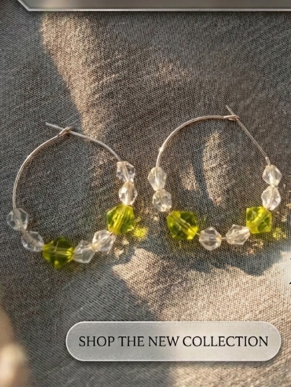 Delicate Green Bead Hoop Earrings